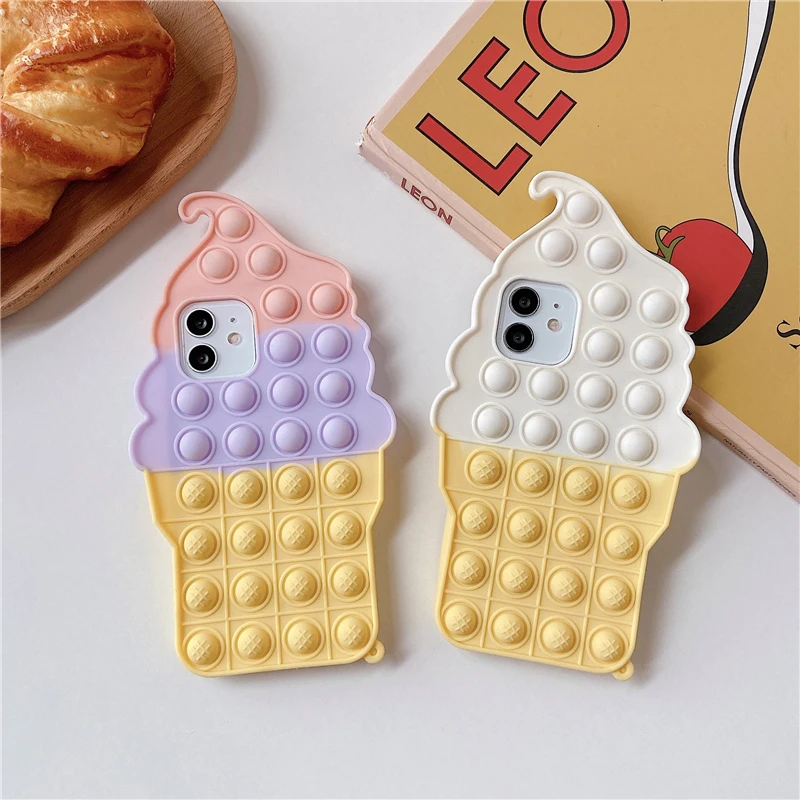 Agrotera Soft Silicone Case Cover for iPhone 7 8 Plus X XS XR 11 Pro Max SE 2020 12 3D Ice Cream Popsicle Sucker Candy Lolly