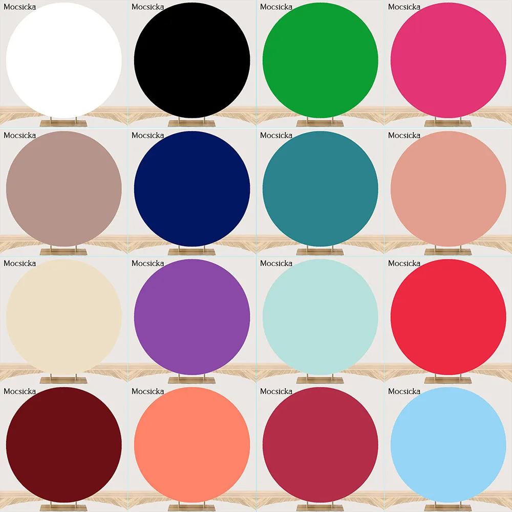 

Pure Color Round Circle Backdrop Cover Wedding Baby Shower Birthday Party Decor Custom Elastic Photo Background Purple White