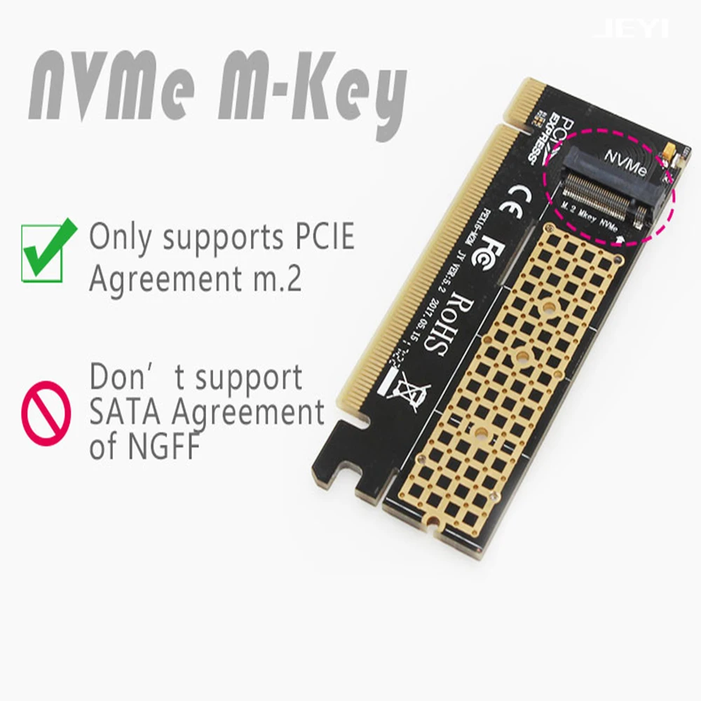 M.2 NVMe SSD адаптер M2 на PCIE 3,0X16 контроллер карты M ключ интерфейс Поддержка PCI Express 3,0x4 Размер 2230-2280 M.2 полная скорость