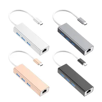 

Type C to USB 3.0 Hub RJ45 Ethernet Lan Adapter for MacBook Pro Laptops