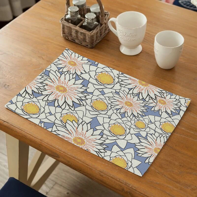 

SEAAN Classic Pattern Drink Coasters Reusable Dining Table Mat Placemats for Kitchen Table Polyester or Cotton and Line Decor