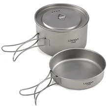 Lixada – tasse de Camping en titane, casserole, vaisselle de table touristique, ustensiles de pique-nique, équipement de cuisine en plein air, ustensiles de cuisine de voyage, randonnée, 2 pièces