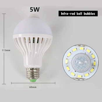 

220V E27 3W 5W 7W LED Sound Voice Control Light Sensor Induction Infrared Induction Lamp Globe Bulb Smart Modern Lighting Bulbs