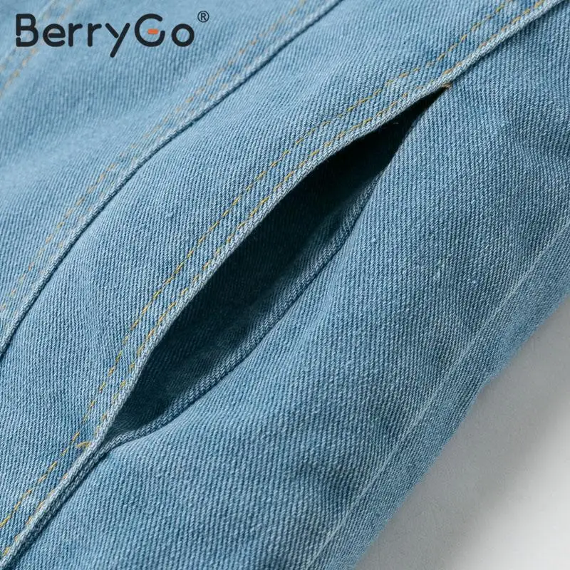 BerryGo, повседневная женская джинсовая куртка из овечьей шерсти, винтажная, Осень-зима, женские пальто, пуговицы, карманы, теплые женские джинсовые куртки