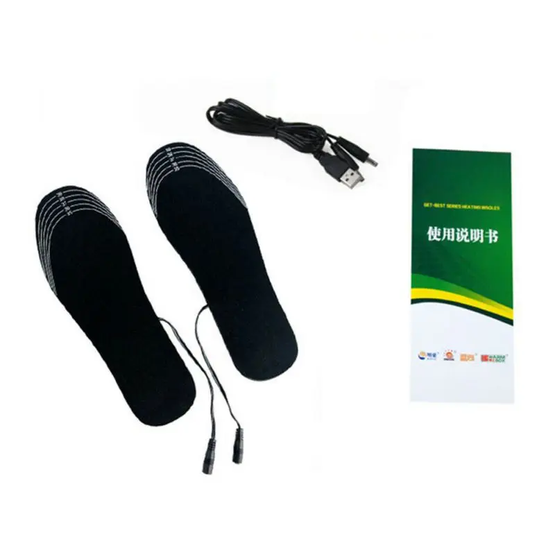 Унисекс, дышащие, милые, USB, с электрическим подогревом, стельки для ног, теплые, зимние, из углеродного волокна, для зарядки, дезодорирующие стельки