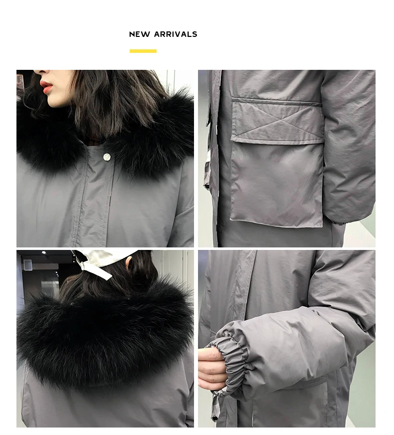 Solid Color Winter New Style Mid-length Casual Fashion Comfortable Loose-Fit with Cotton-padded Clothes Hooded with Model F