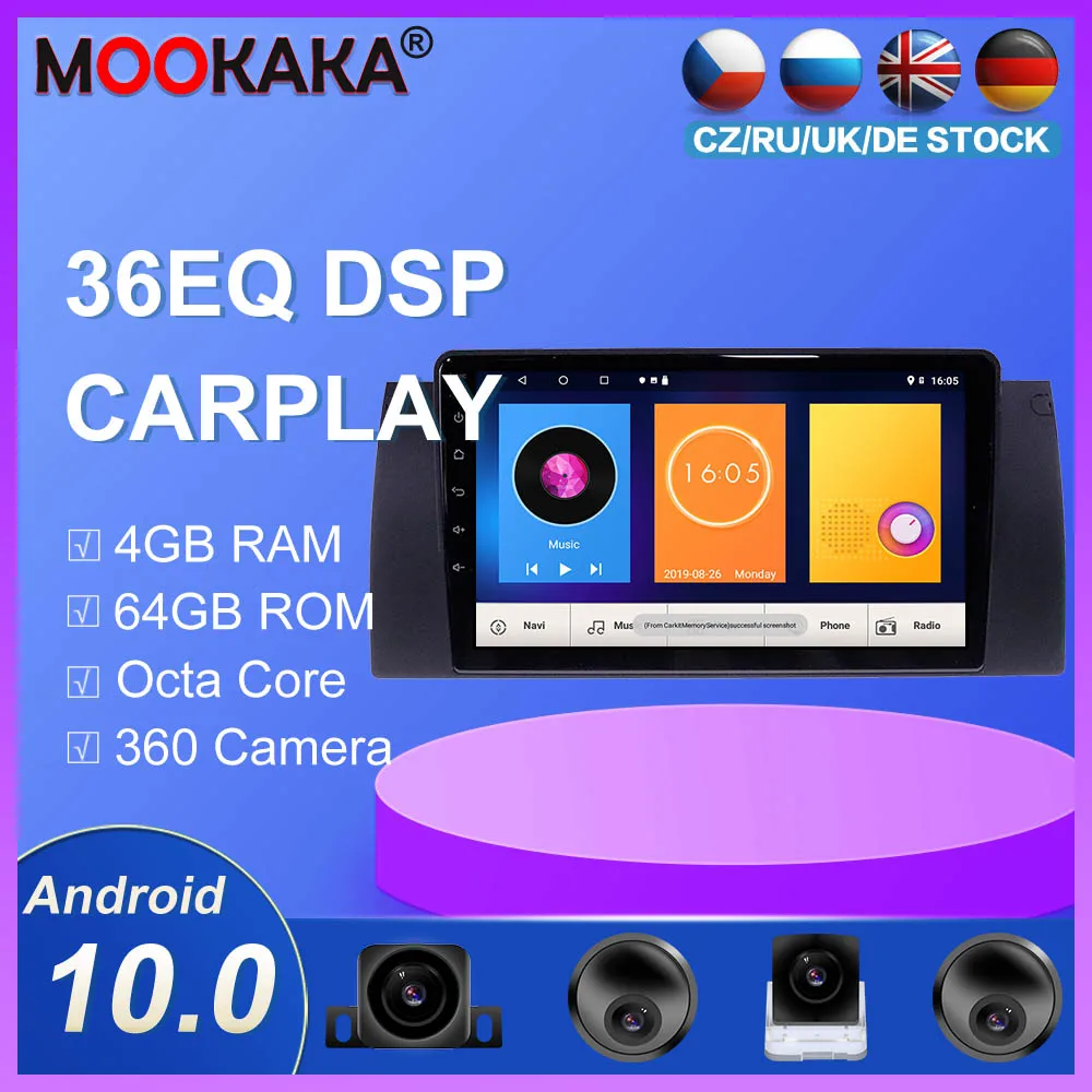Автомобильный DVD плеер с GPS Android 10 0 4G для BMW X5 /E39/E53 1999 2000 2005 мультимедийное радио