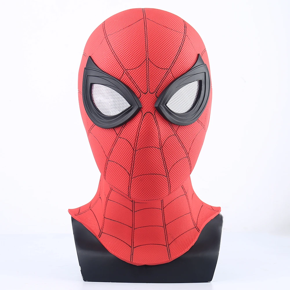 Spider Man Homecoming Peter Parker Cosplay Red Mask Costume Facemask Props Hat