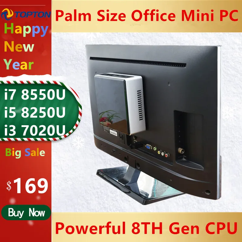 Мини ПК Intel i7 8550U/i5 8250U/i3 7020U 2 * DDR4 Lans M.2 NVMe V310 NUC Win10 WiFi HDMI карманный компьютер UHD Graphics 620