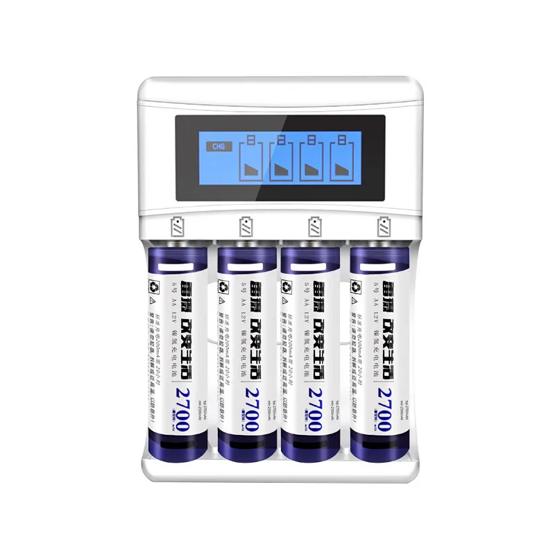 Leise зарядное устройство набор 4 шт. AA 2700mAh аккумуляторная батарея 1,2 V nimh+ зарядное устройство U401A для nimh AA AAA с usb-кабелем - Цвет: 4xAA White U401A