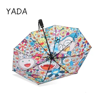 

YADA fashion Folding Automatic Cartoon Graffiti Umbrella Women UV Rainproof Umbrella Parasol Rain Sun Anime Umbrellas YD200090