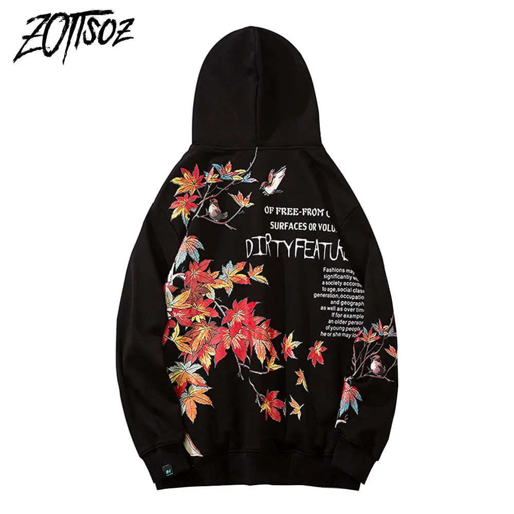 

Mens Japanese Style Hip Hop Streetwear Hoodies Harajuku Casual Maple Leaf Print Hooded Sweatshirts 2020 Winter Fashion Tops Male