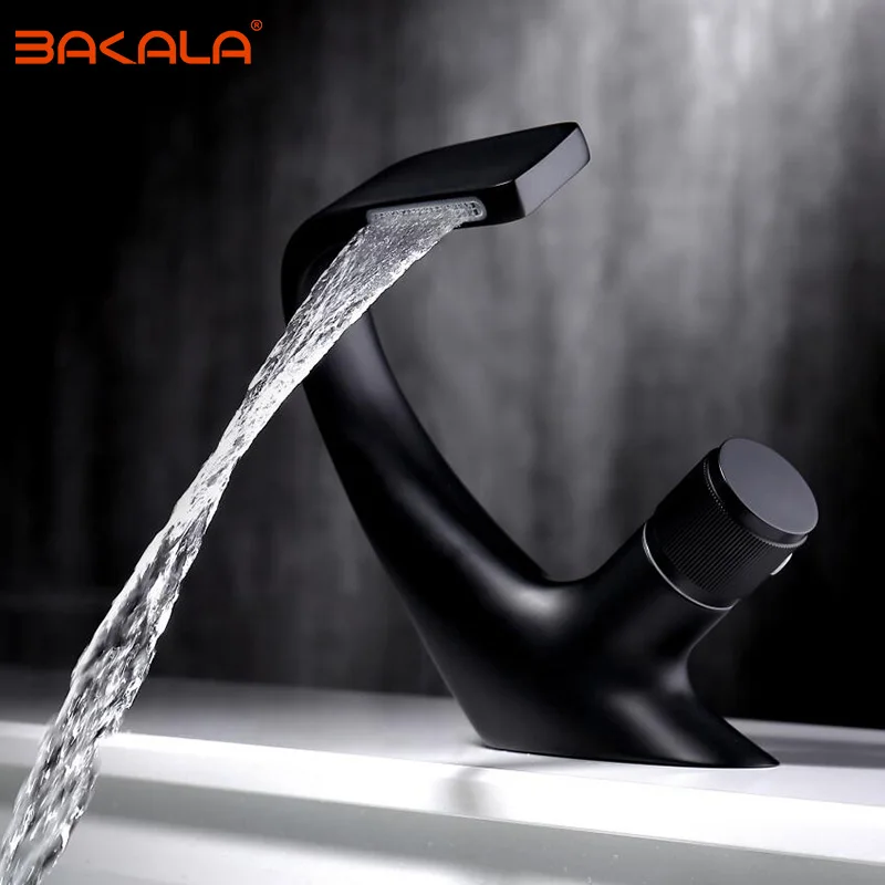 Bakala Bacia Pia Preto Torneira do Banheiro de Água Fria e Quente Preto Chrome Pia do Banheiro Bacia Toque Mixer