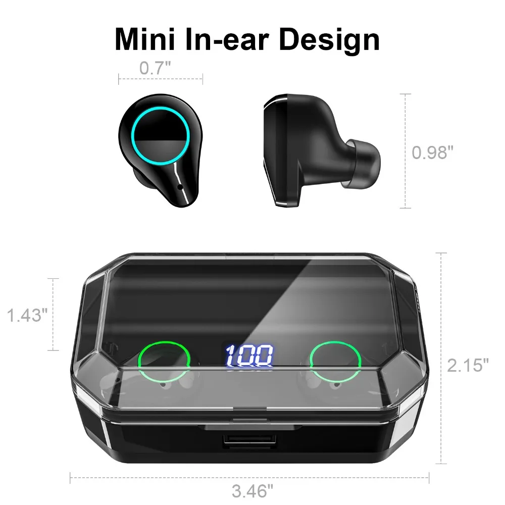 Mitvaz T9 TWS Bluetooth 5,0 наушники 9D стерео беспроводные наушники IPX7 водонепроницаемые 7000 мАч светодиодный внешний Смарт-аккумулятор держатель телефона