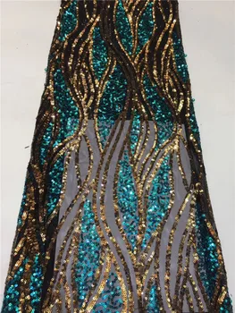 

unique style Sequined Soft Milk Silk Laces High Quality Green French Mesh Milk Silk Lace Fabrics For Wedding Laces fz106