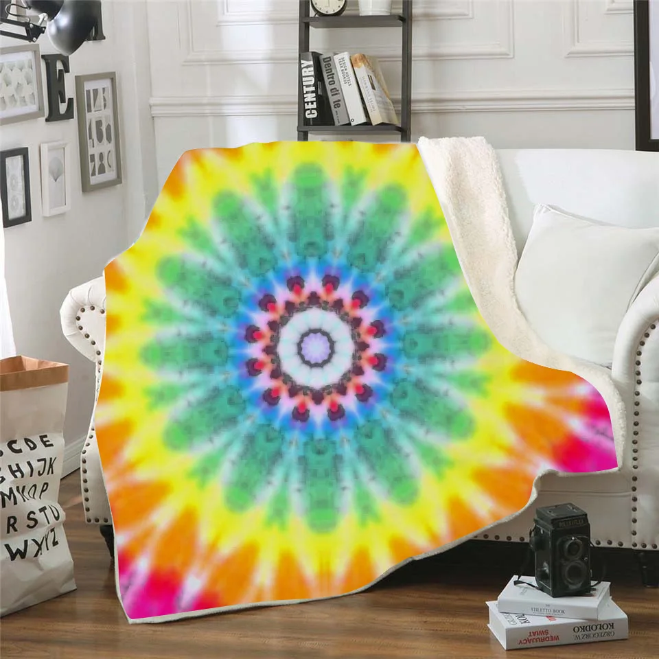 Красочное Psychedelic tie dye одеяло 3D Полное печатное носимое для взрослых/детей