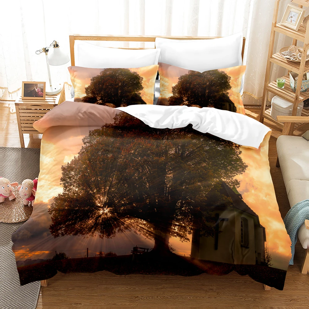 Beauty Tree and Flower Bedding Set Single Twin Full Queen King Size Tree Bed Set Children's Kid Bedroom Duvetcover Sets 3D 021 