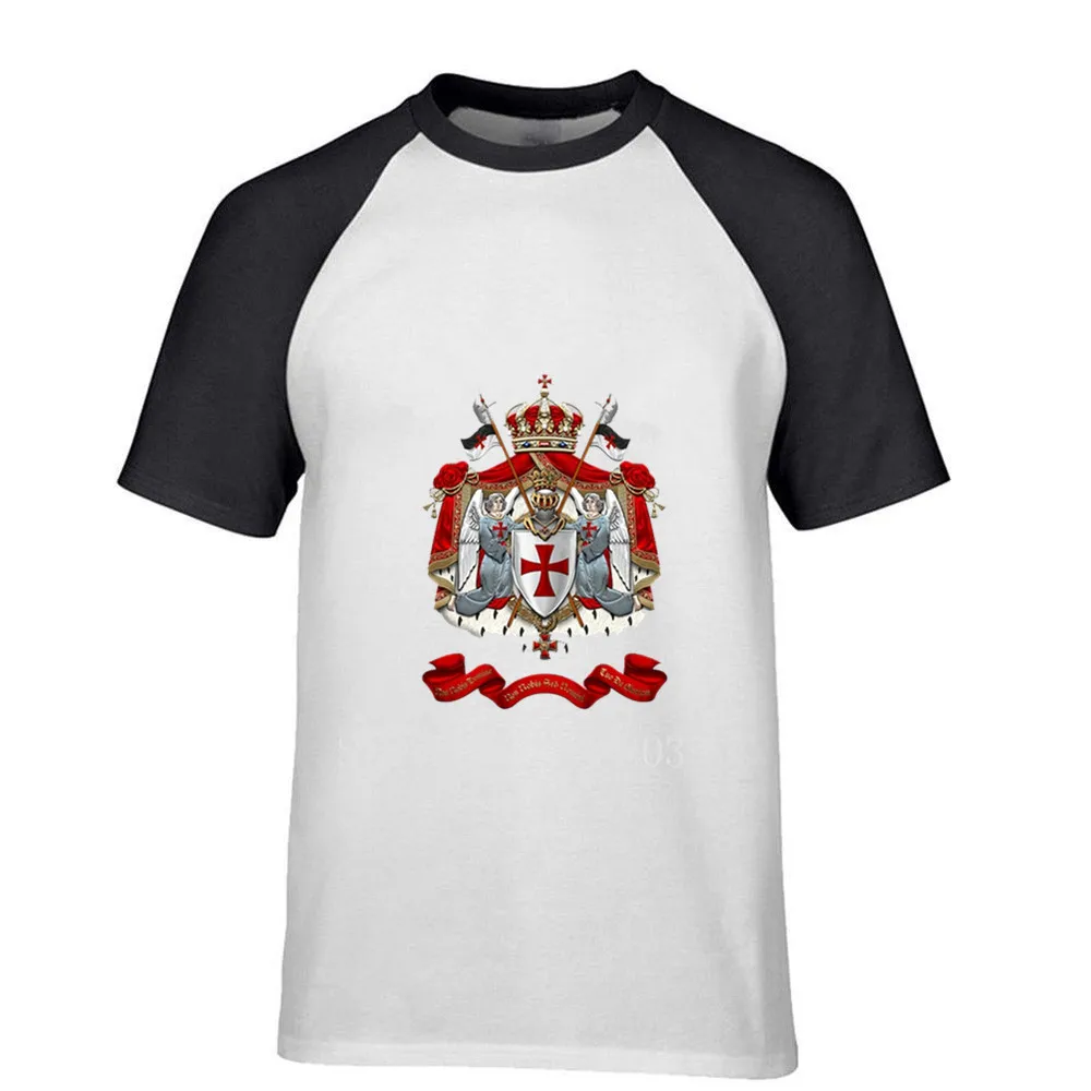 

Men's Football Shirt Off White Gym Couture Hip Hop 100% Cotton Print Tee Shirt Crusader raglan sleeve T-shirt Moletom