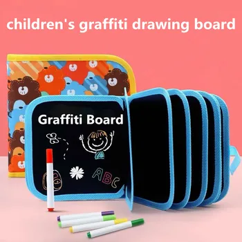 

1 Set Portable Soft Chalk Drawing Board Coloring Book With Water Chalk Kid Painting Blackboard Baby DIY Drawing Book