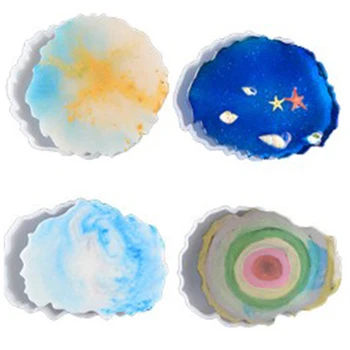 

4pcs/set DIY Decorative Crafts Baking Tray Base Round Epoxy Resin Silicone Coaster Molds Set for Jewelry Making