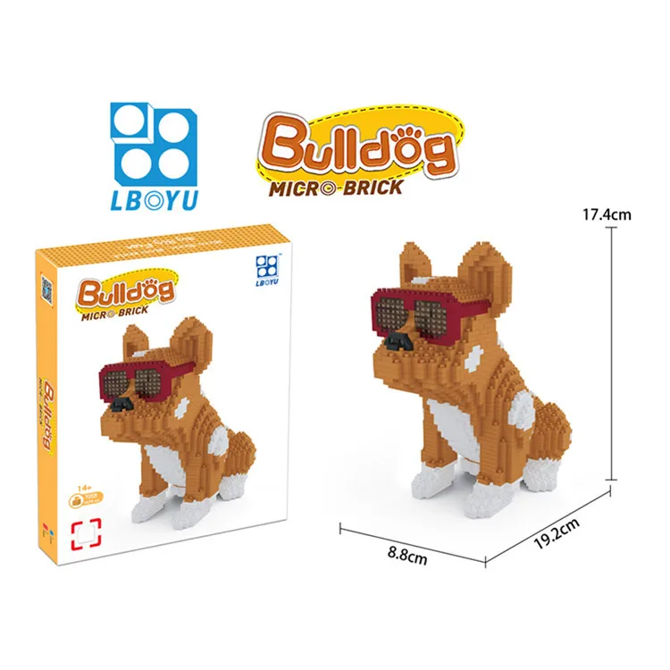 Классные очки бульдог Собака животное красный питомец DIY 3D модель Мини Маленькие