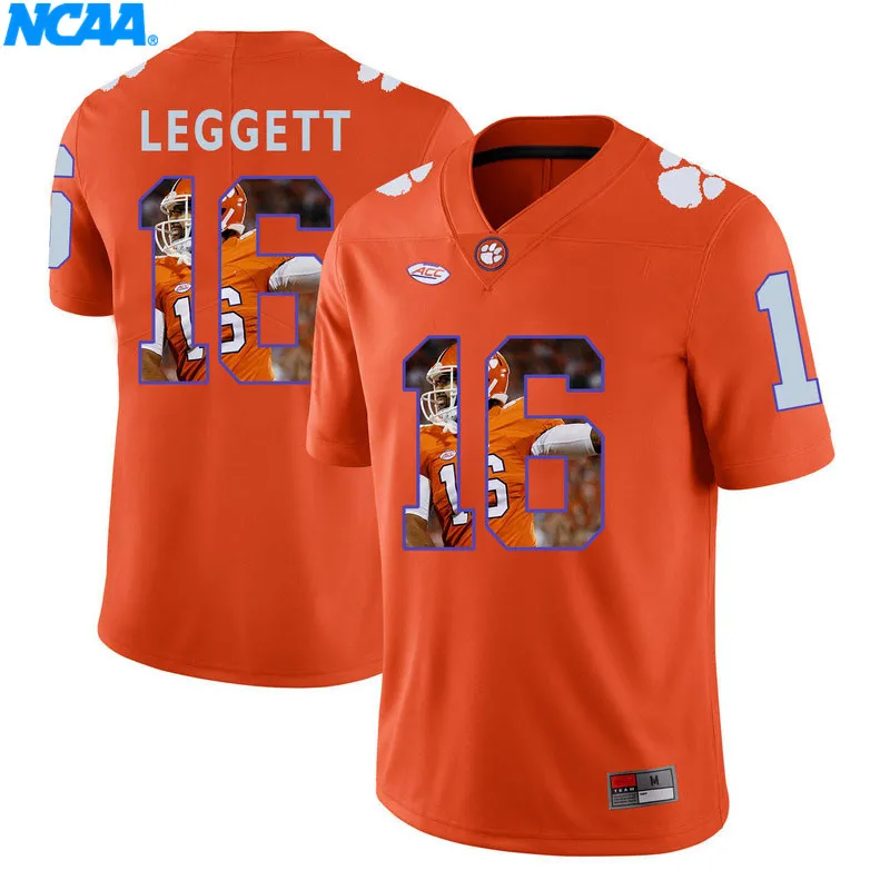 Новое поступление, высокое качество, Clemson Tigers Leggett#16 Bryant#2, футболки для колледжа, ограниченная серия, майки, S-XXXL - Цвет: 1