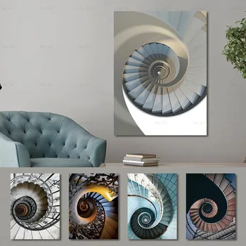 

Wall Art Spiral Stairs Canvas Painting Nordic Posters and Prints Pictures Living Room Home Decor
