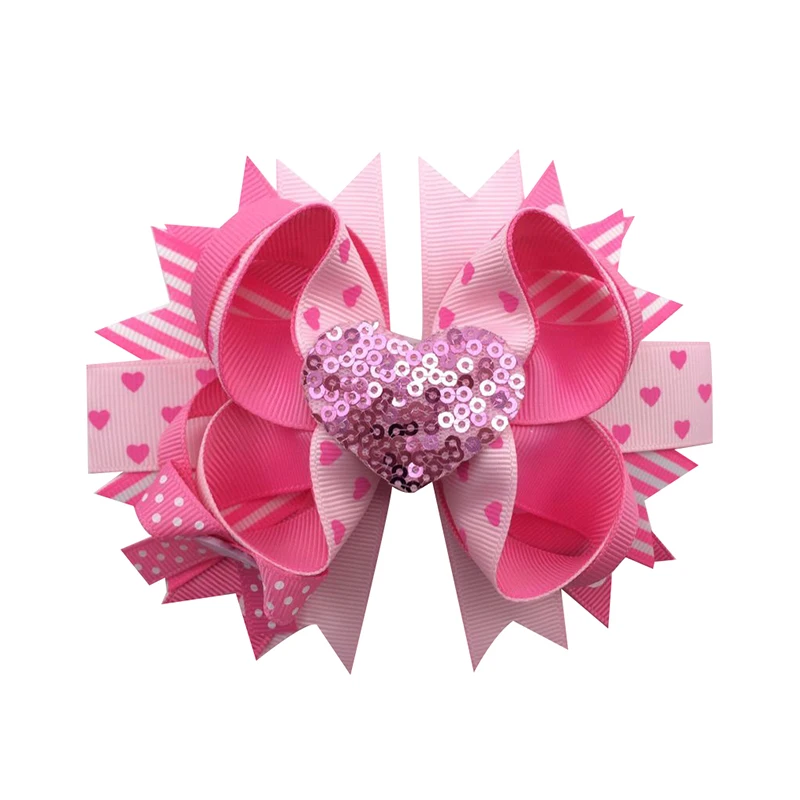 Adogirl, 10 шт., Sequine Love Heart, многослойные банты для волос для девочек, женские подарки для Валентинки ручной работы, изысканные аксессуары для волос