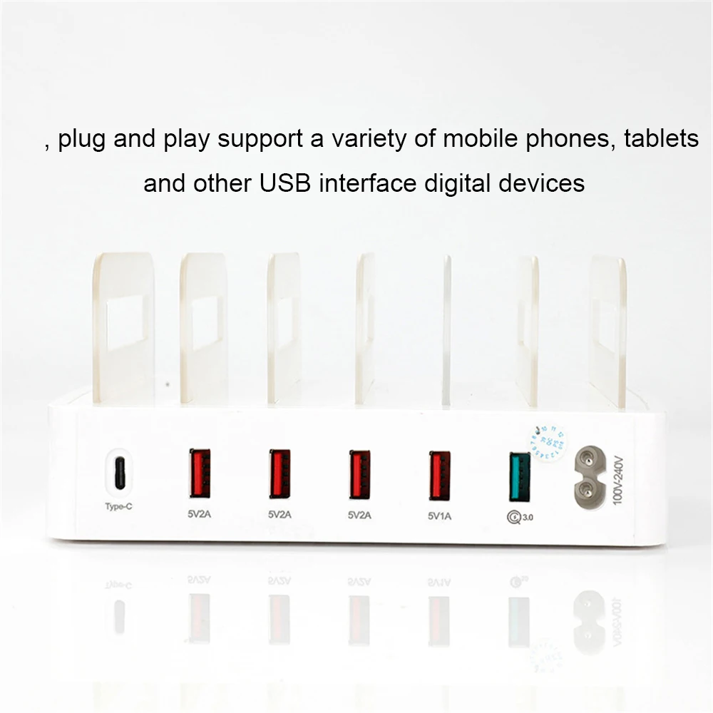5 портов USB+ тип-c 3,0 зарядное устройство держатель для iPhone Qi беспроводной быстрой зарядки для samsung Galaxy Зарядная база кронштейн