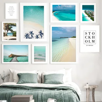 

Sea Island Beach Coconut Tree Bridge Wall Art Canvas Painting Nordic Posters And Prints Wall Picture For Living Room Home Decor