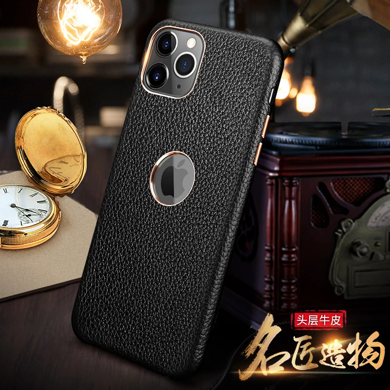 Роскошный чехол из натуральной воловьей кожи с карманом для iPhone 11 Pro Max XS Max XR X, деловой чехол из зернистой кожи с металлической кнопкой