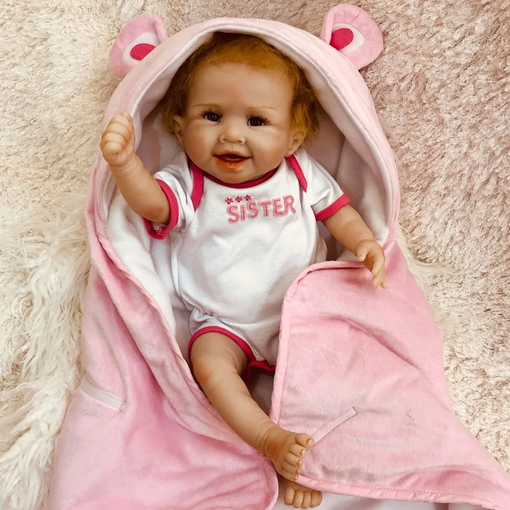  20 inch Baby Kids Reborn Baby Doll Soft Full Vinyl Silicone Lifelike Smile Newborn Baby Toy for Boy