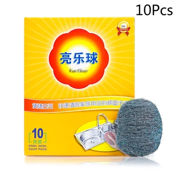 

10Pcs Kitchen Soap Powder Cleaning Steel Wool Ball Disposable Cleaning Stain Removal Tool