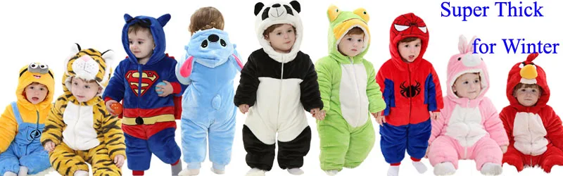 Baby Cartoon Rompers Newborn Hooded Toddler Clothing Boys Girls Minions Animal Jumpsuit Playsuit Costume Flannel Baby Rompers