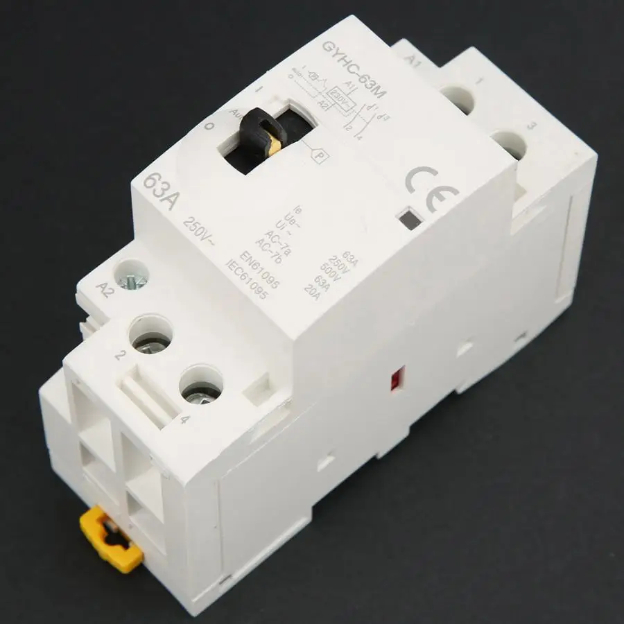 2P 63A 220 В 50 Гц DIN AC Контактор 2NO/2NC Rail AC контактор для дома с ручным управлением