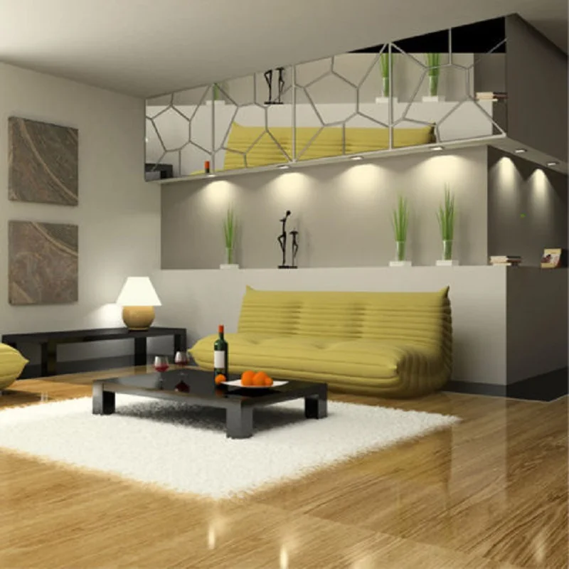 Креативные 7 шт. муаровый узор зеркала съемные наклейки художественные