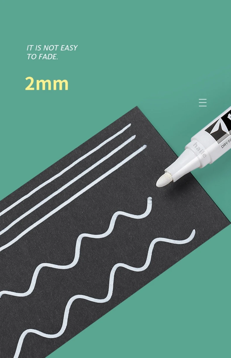 Haile 5Pcs Oily Waterproof White Marker Pen Permanent Paint Pen Graffiti Pens Painting,Tyre Tread Environmental Pen Art Supplies