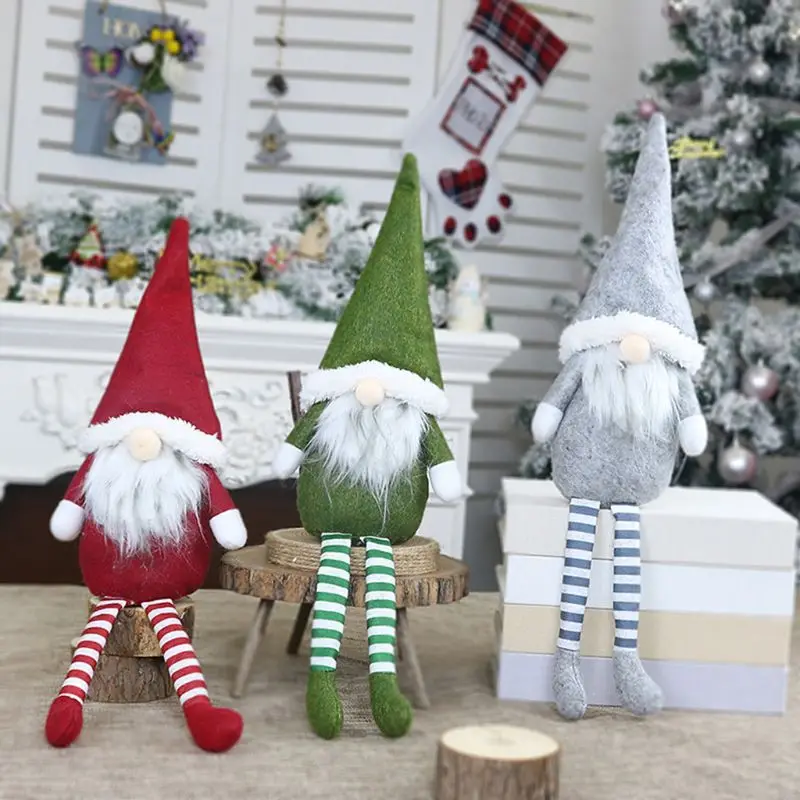 

Merry Christmas Long Leg Swedish Santa Gnome Plush Doll Ornaments Handmade Elf Toy Holiday Home Party Decor X4YD