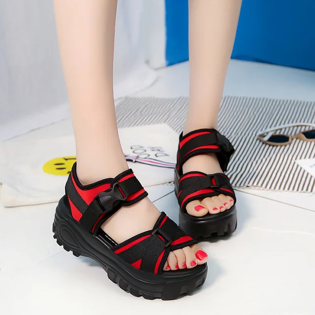 

Beach Sandals Fashion Women Wedge Bohemian Style High-Heel Slope Anti-Skid Buckle Beach Platform Comfort Slip-on Sadals Girls