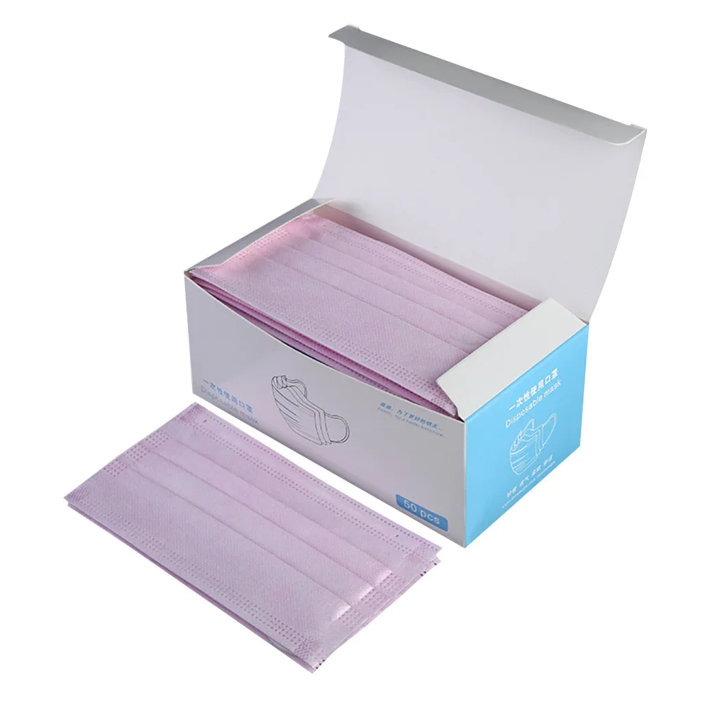 

Disposable Nonwoven Elastic Earloop Masks 50 Pcs 3 Layers Anti-Dust N 95 Protect Filter Dustproof Mouth Face Masks#W