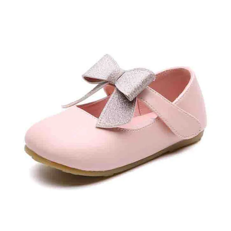 pink Weoneit/Обувь для девочек; модная детская танцевальная обувь с бантом; цвет золотой, серебряный; кожаные туфли на плоской подошве для девочек; цвет черный, розовый; детская кожаная обувь - Цвет: pink