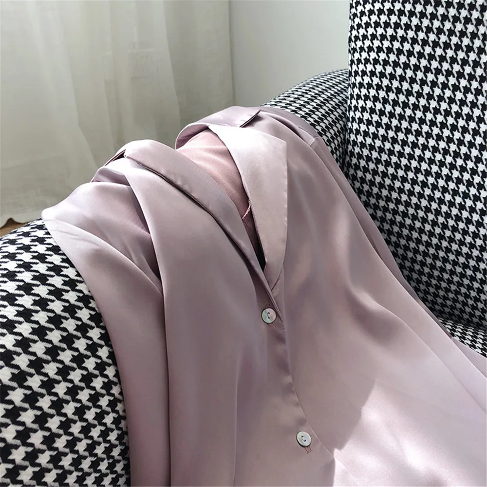 Chiffon Satin Blouse Shirts for Women 2019 Autumn Elegant Black Blouse French Style Sexy V Neck Long Sleeve Blouse Tops H2003 (23)