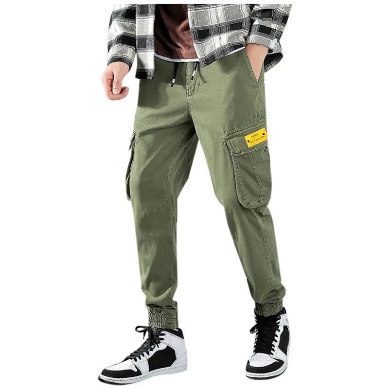 Army Green Мужские Винтажные брюки карго мужские s хип-хоп карманы джоггеры брюки мужские корейские модные тренировочные брюки зимние мужские брюки больших размеров - Цвет: Army Green