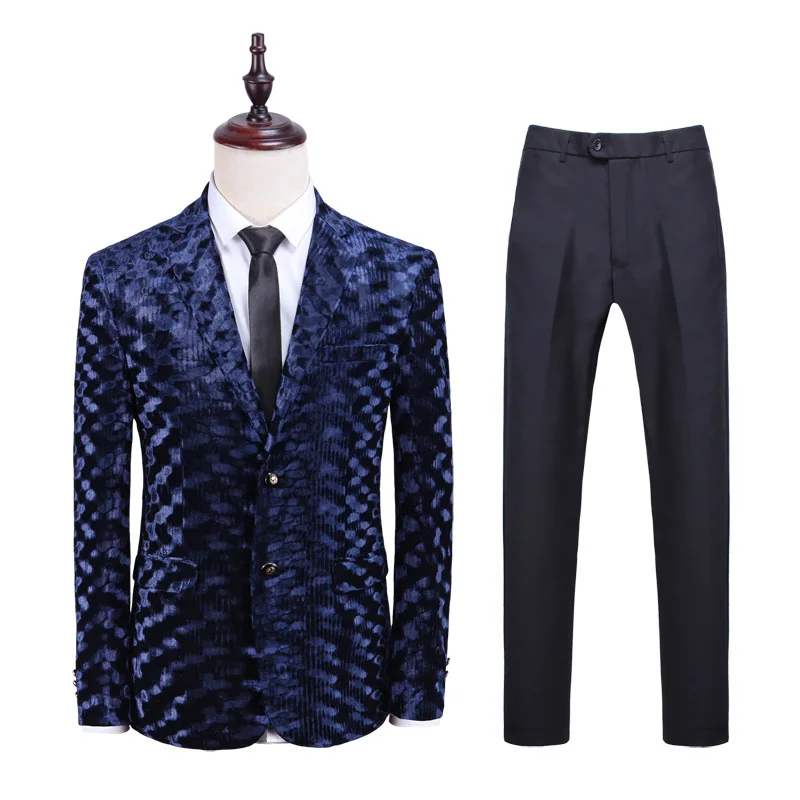 

2019 New Arrival Fashion Men Suits Jacket with Pants Slim Fit Wedding Suit Two Buttons Luxury Men Clothing 2 Piece Set Plus Size