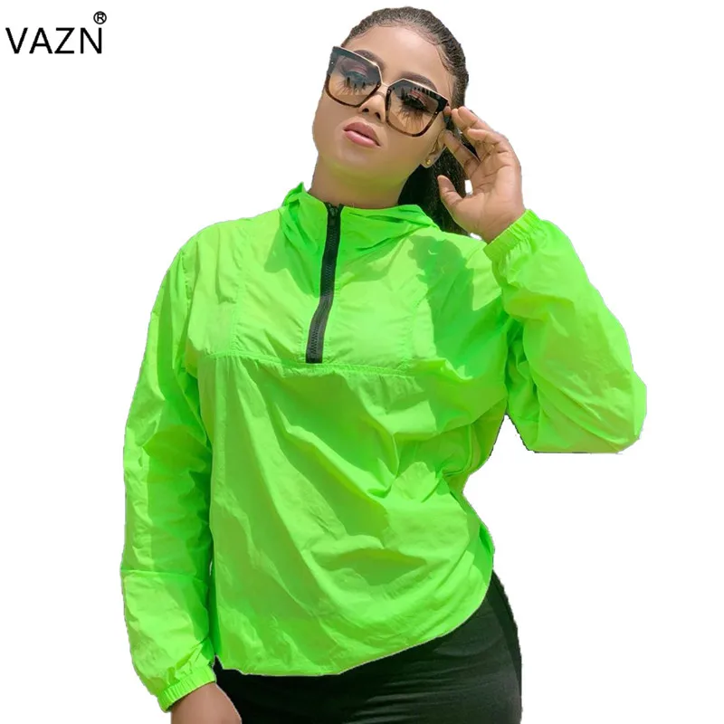 VAZN FSL045 высокий уличный сексуальный модный однотонный круглый вырез длинный рукав шифон женский свободный молодой Джокер Женская Обычная верхняя одежда