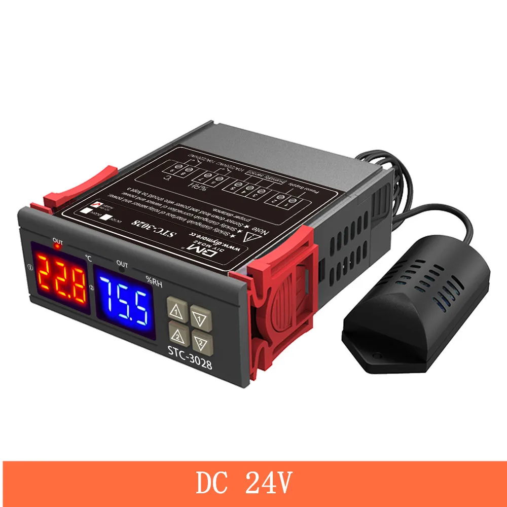 STC-3028 24VDC SHT2000 STC-3028 цифровой Температура регулятор влажности Измеритель 12V 110/220V 10A дома цифровой термостат гигростат инкубатор коробка - Цвет: STC-3028 24VDC