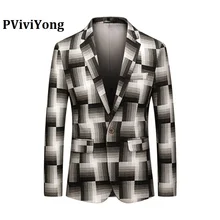 Бренд PViviYong,, высококачественный мужской костюм, топ, для банкета, вечерние, мужские блейзеры, куртка с геометрическим рисунком, мужской пиджак, 902