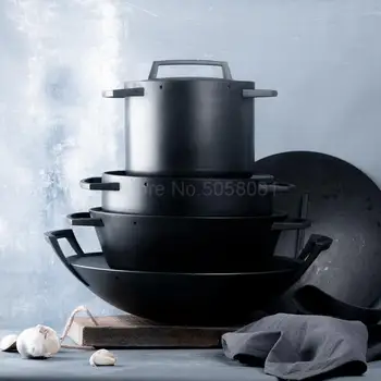 

Old Style Iron Casting, Iron Small Pot Pot Saucepan, 18cm Double Ear Soup, Boiled Noodles Without Coating.