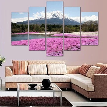

Hot Selling 5 Pieces Home Decor Print on canvas Wall Art Decorations Wall, Fuji Mountain Landscape Wall Art Picture