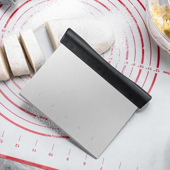 

Kitchen Tools Thick Stainless Steel Dough Scraper Wooden Handle Measuring Flour Cutter nai zha Sugar Pastry Single
